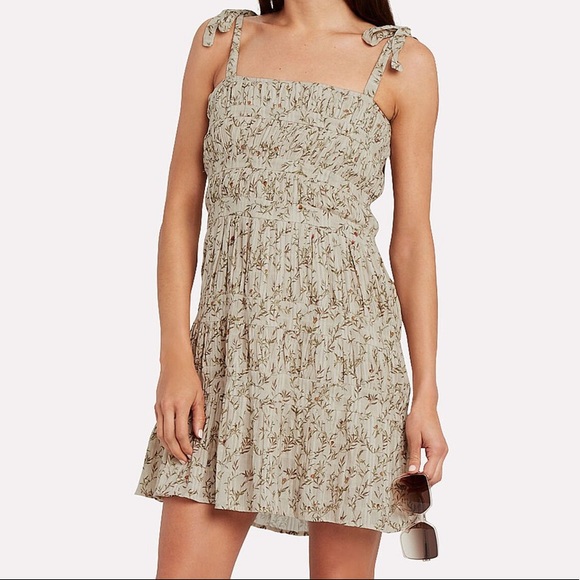 The Label Alba Leaf Printed Mini Dress 
